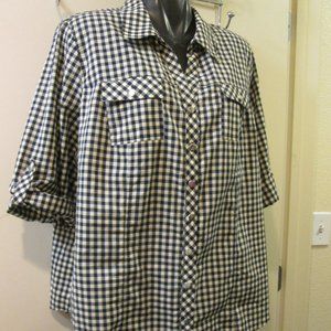 CJ BANKS BLOUSE / 2X / PLAID / POCKETS /LIKE NEW